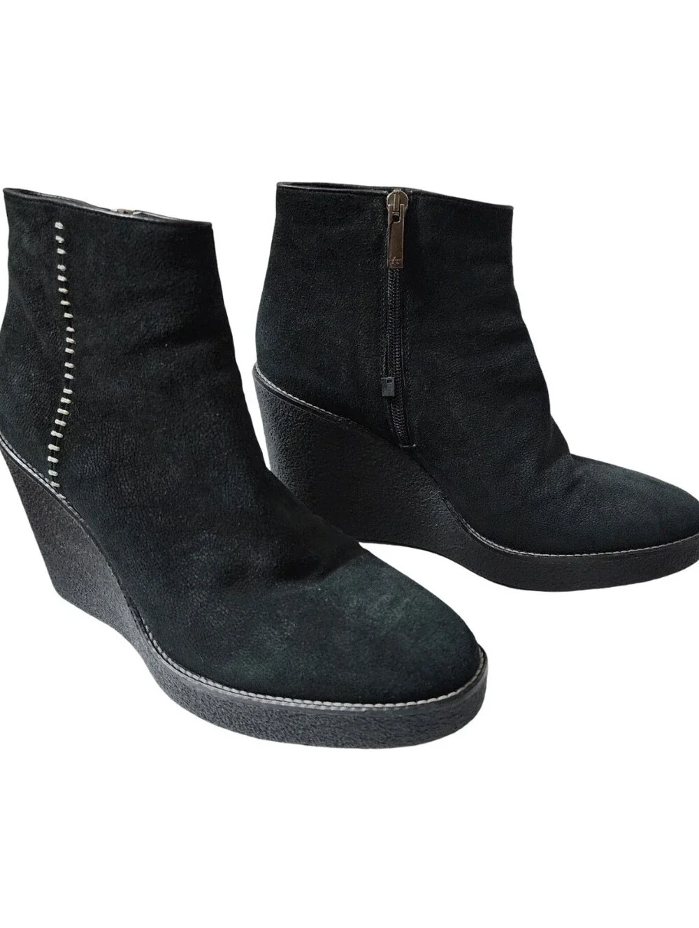 AQUATALIA Vina Weatherproof Black Suede Wedge Ankle Boots Size 10 NWOB Italy